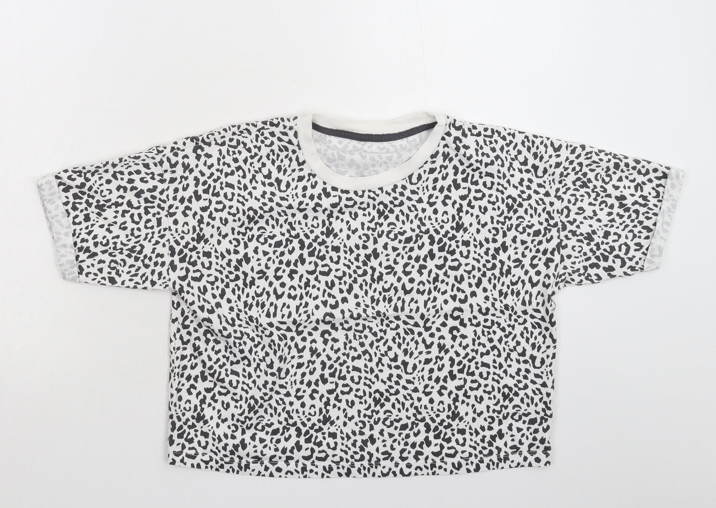 George Girls White Animal Print  Basic T-Shirt Size 11-12 Years