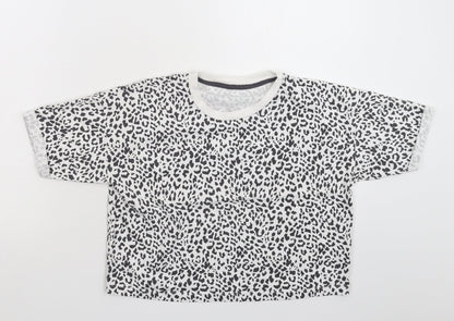 George Girls White Animal Print  Basic T-Shirt Size 11-12 Years