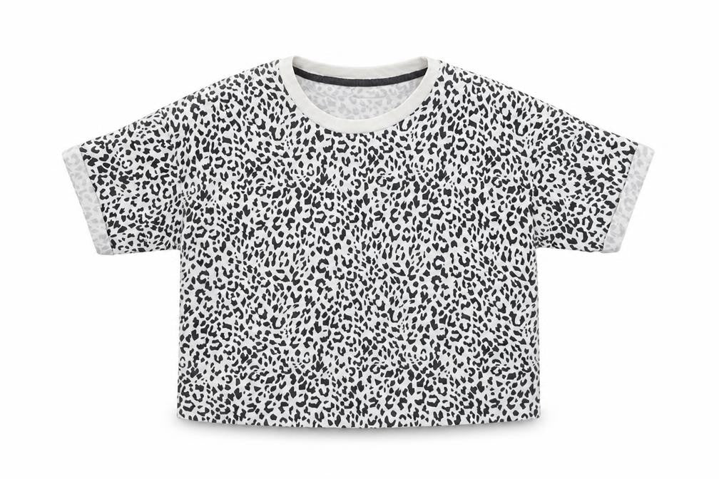 Front view of George girls’ white animal print basic t-shirt, size 11-12, years