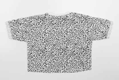 George Girls White Animal Print  Basic T-Shirt Size 11-12 Years
