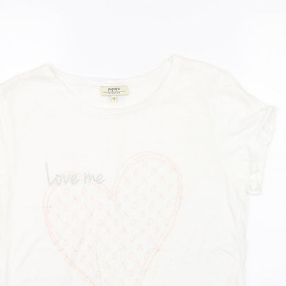Papaya Womens White   Basic T-Shirt Size 12