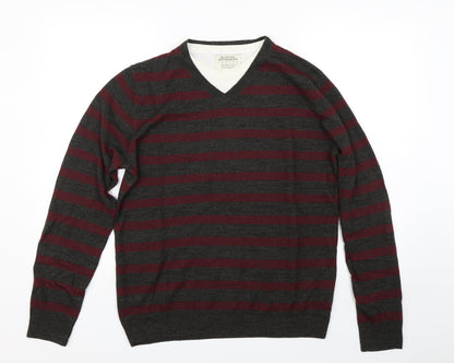 Burton Mens Red Striped  Pullover Jumper Size M