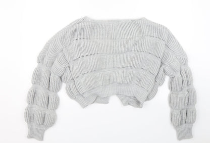 Nana Womens Grey Striped  Cardigan Jumper Size M