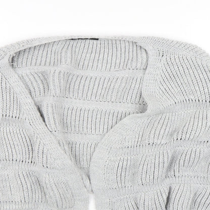 Nana Womens Grey Striped  Cardigan Jumper Size M