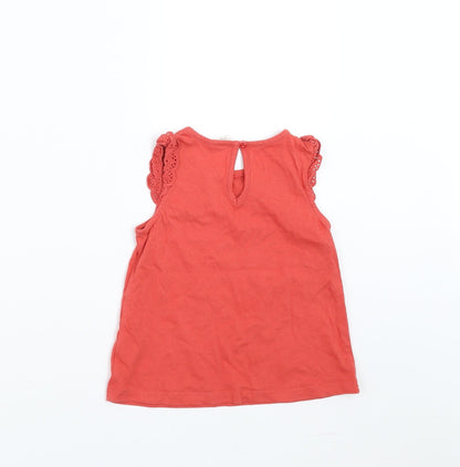 H&M Girls Red   Basic T-Shirt Size 2-3 Years  - coral coloured