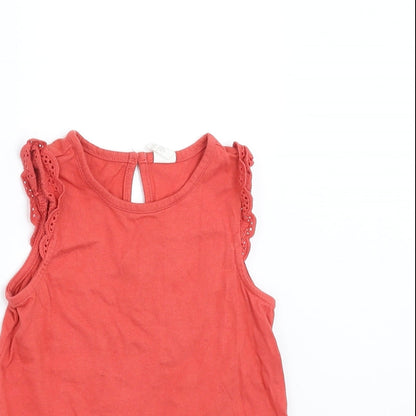 H&M Girls Red   Basic T-Shirt Size 2-3 Years  - coral coloured