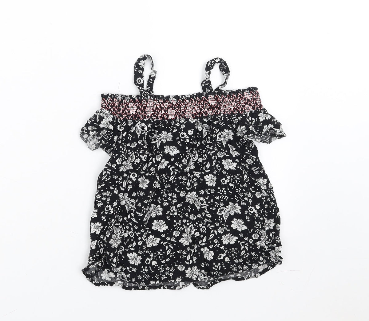 Back view of Matalan girls’ black floral basic blouse, size 8, years