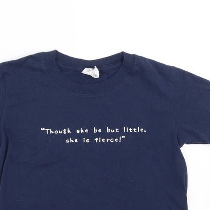 Gildan Girls Blue   Basic T-Shirt Size 7-8 Years  - though she be but little, she is fierce