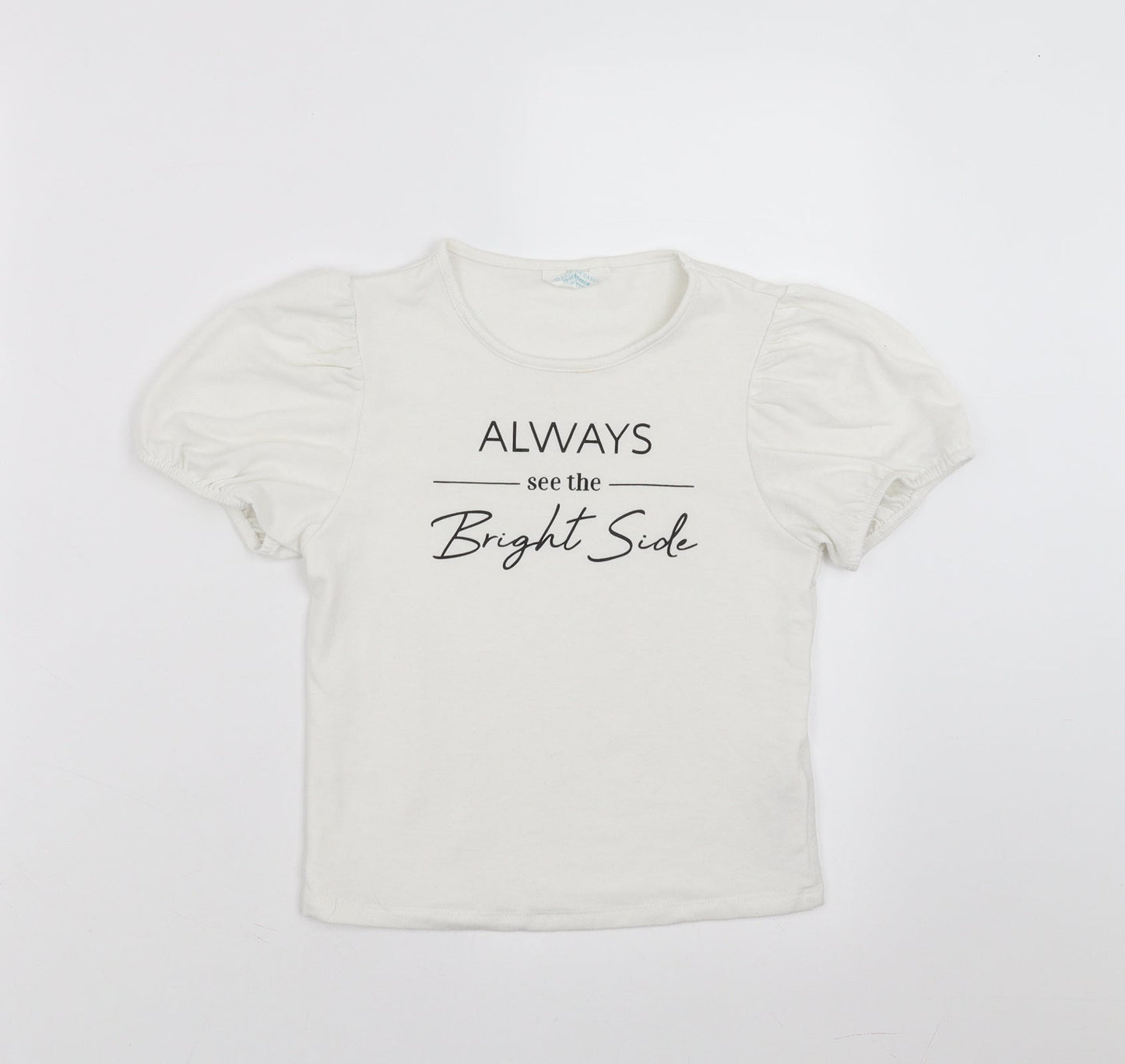 Primark Girls White   Basic T-Shirt Size 10-11 Years  - always see the bright side