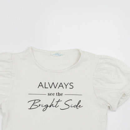 Primark Girls White   Basic T-Shirt Size 10-11 Years  - always see the bright side