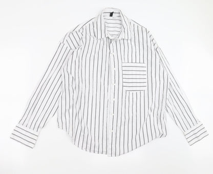 Divided by H&M Womens White Striped  Basic Button-Up Size S