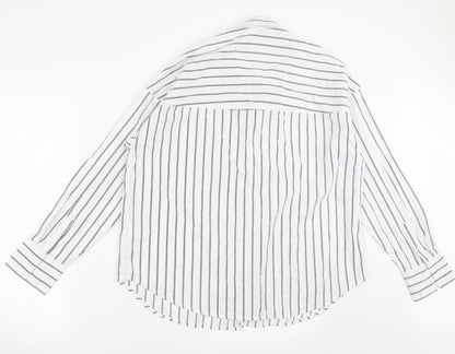 Divided by H&M Womens White Striped  Basic Button-Up Size S