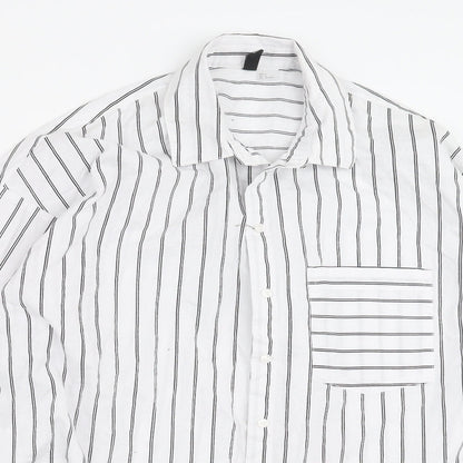 Divided by H&M Womens White Striped  Basic Button-Up Size S