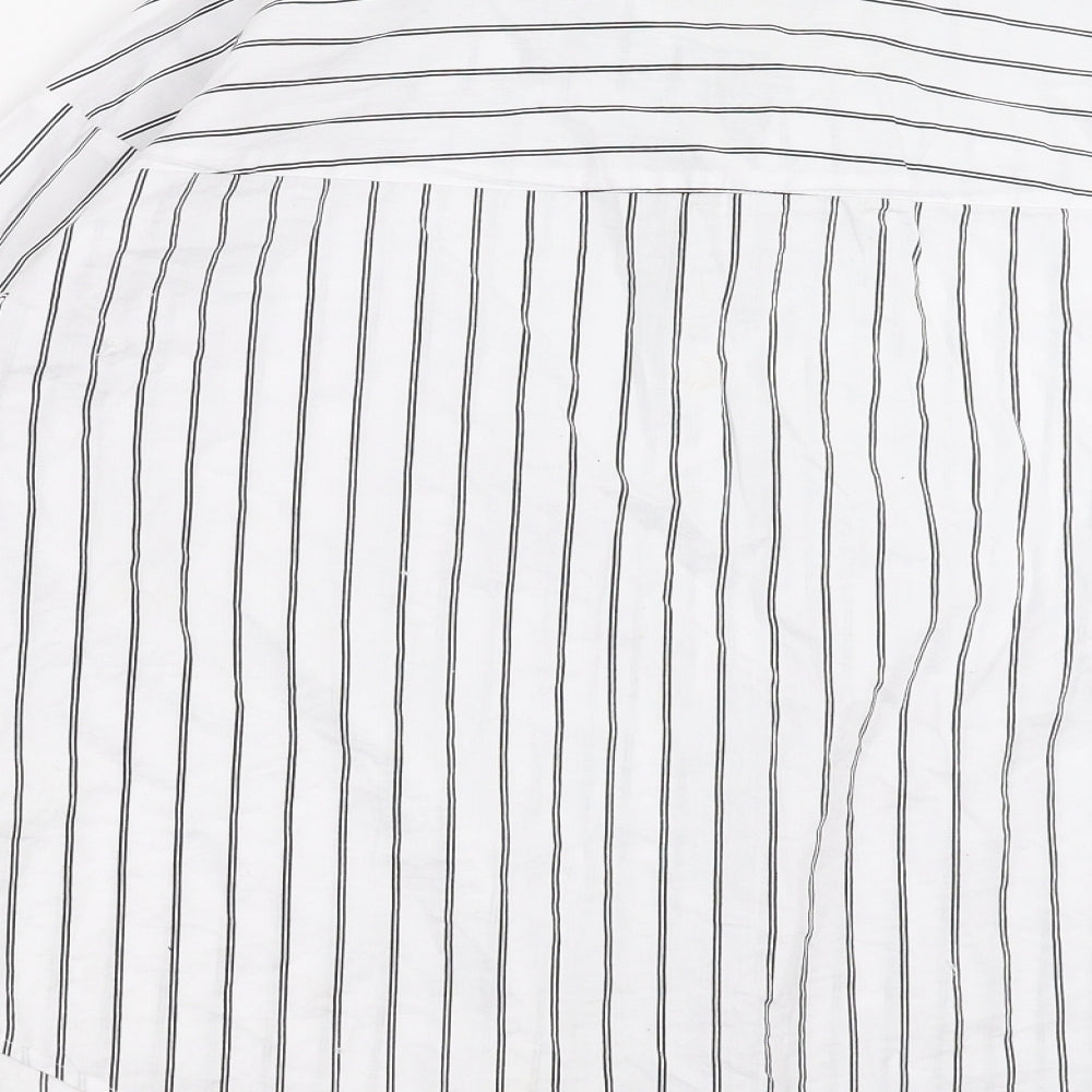 Divided by H&M Womens White Striped  Basic Button-Up Size S