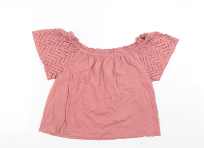 Primark Womens Pink   Basic Blouse Size L  - crochet detail