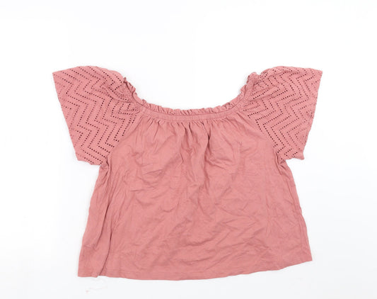 Primark Womens Pink   Basic Blouse Size L  - crochet detail