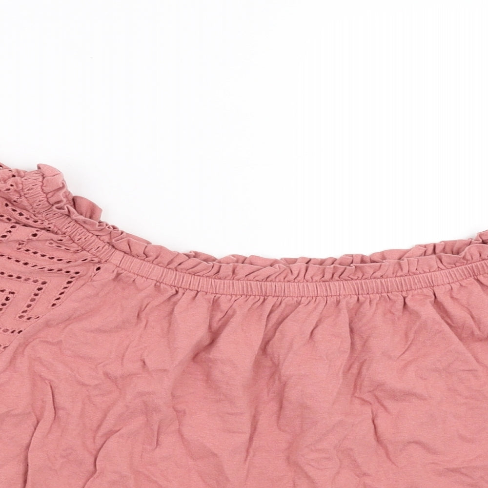 Primark Womens Pink   Basic Blouse Size L  - crochet detail