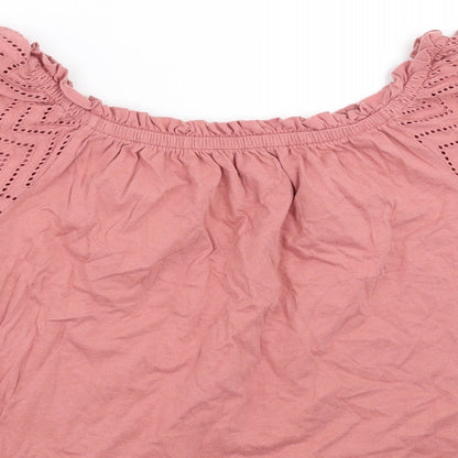 Primark Womens Pink   Basic Blouse Size L  - crochet detail