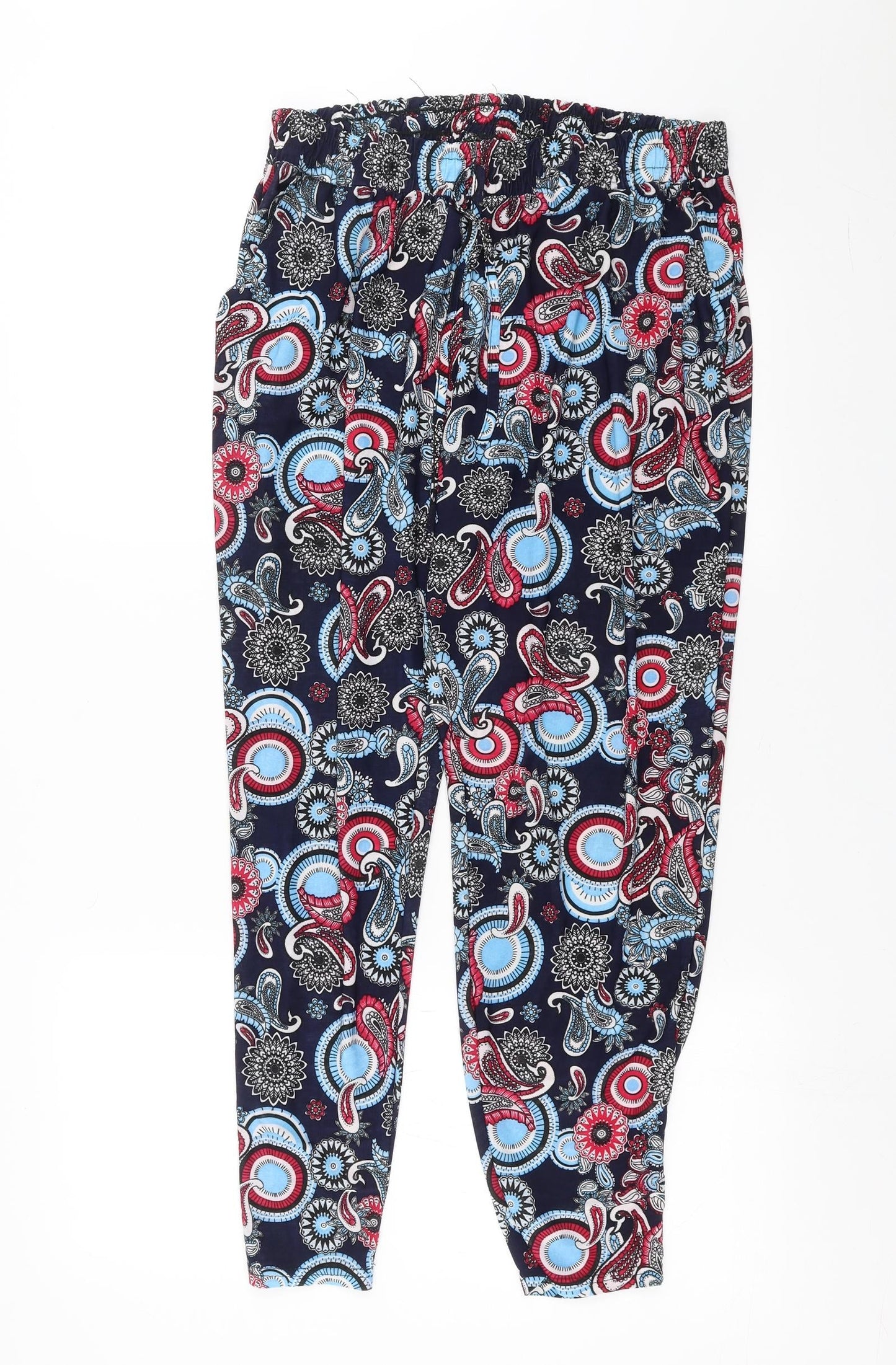 Preworn Girls Blue Paisley  Pedal Pusher Trousers Size 3XL