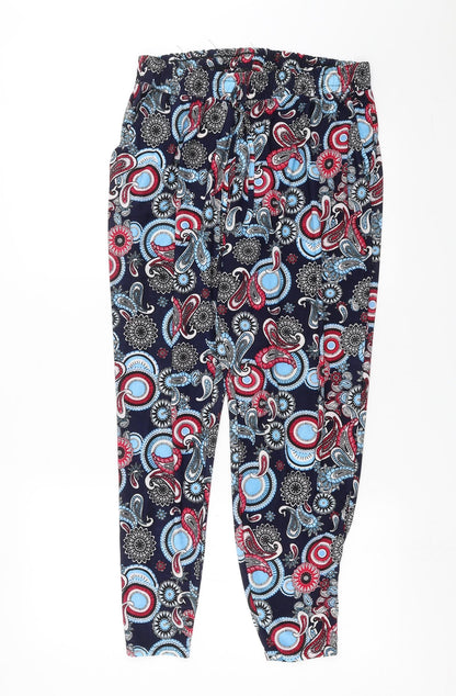 Preworn Girls Blue Paisley  Pedal Pusher Trousers Size 3XL