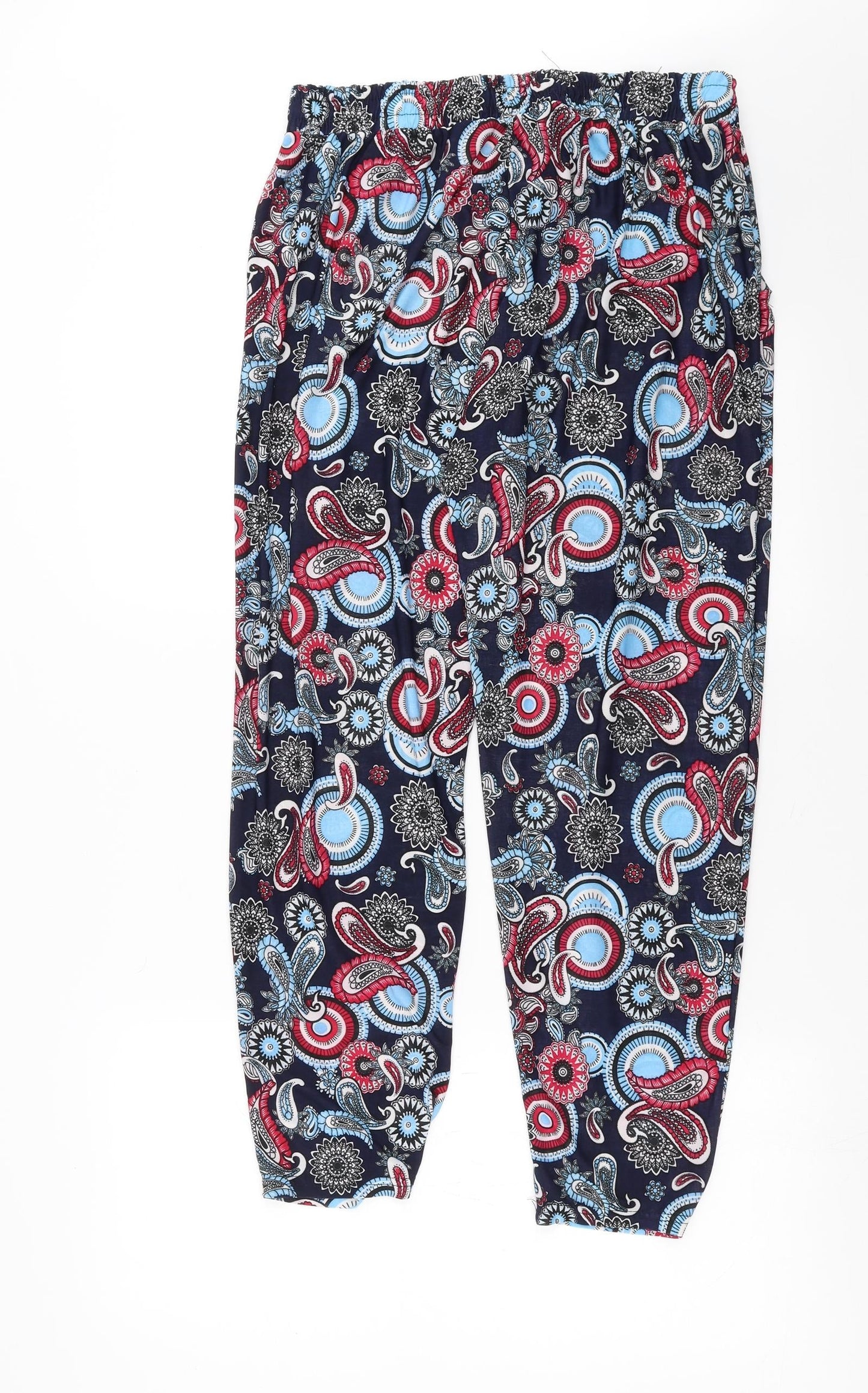 Preworn Girls Blue Paisley  Pedal Pusher Trousers Size 3XL
