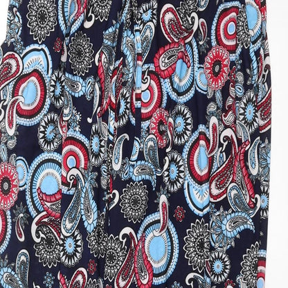 Preworn Girls Blue Paisley  Pedal Pusher Trousers Size 3XL