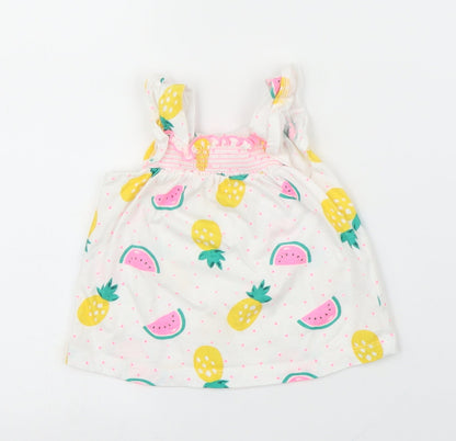 Additional front view of Preworn girls’ white basic blouse, size 3-6, months - pineapple