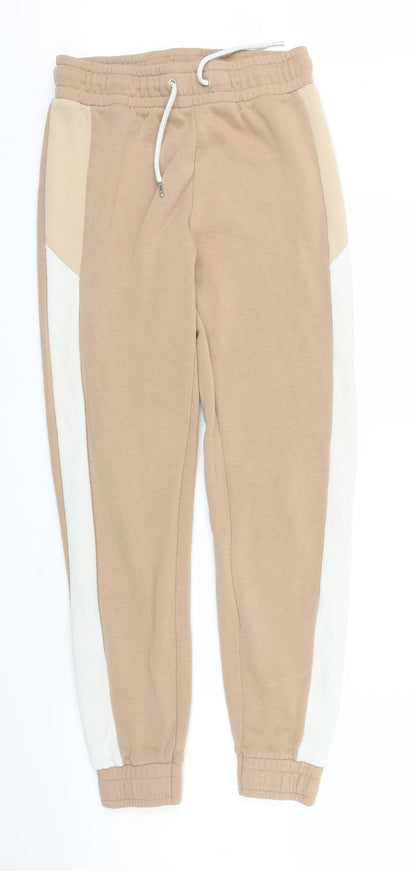 Womens UK Size S Preworn Regular Fit Sweatpants Beige Trousers