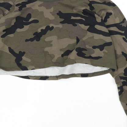 Select Womens Green Camouflage  Pullover Jumper Size S  - Cropped