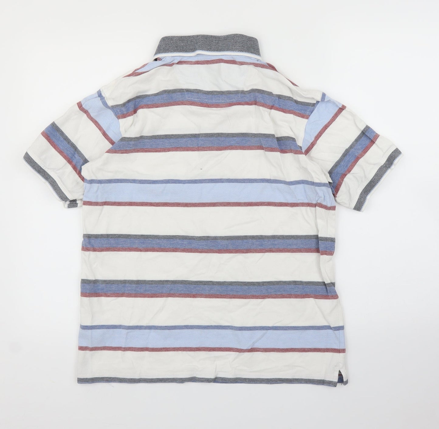 Maine Mens Blue Striped   Polo Size S