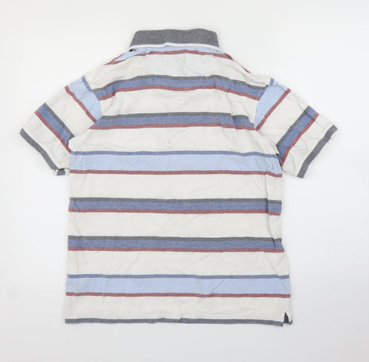Maine Mens Blue Striped   Polo Size S