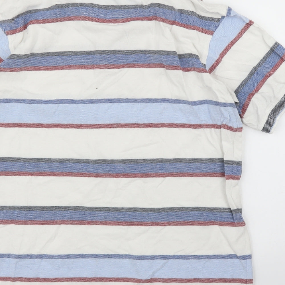 Maine Mens Blue Striped   Polo Size S