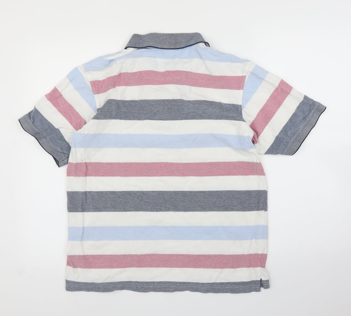 Maine Mens Blue Striped   Polo Size M