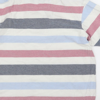 Maine Mens Blue Striped   Polo Size M