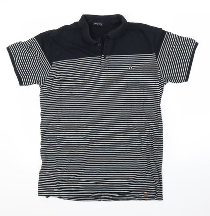 PARK Mens Black Striped   T-Shirt Size L