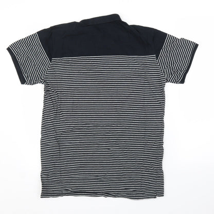 PARK Mens Black Striped   T-Shirt Size L