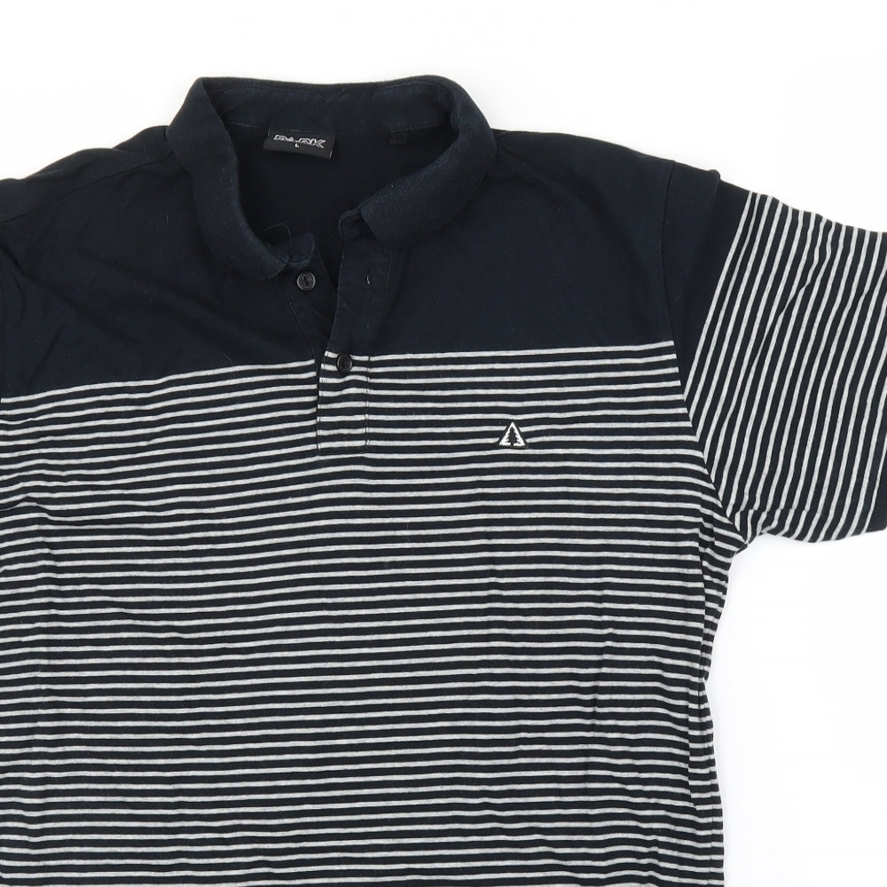 PARK Mens Black Striped   T-Shirt Size L