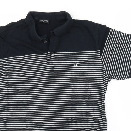 PARK Mens Black Striped   T-Shirt Size L