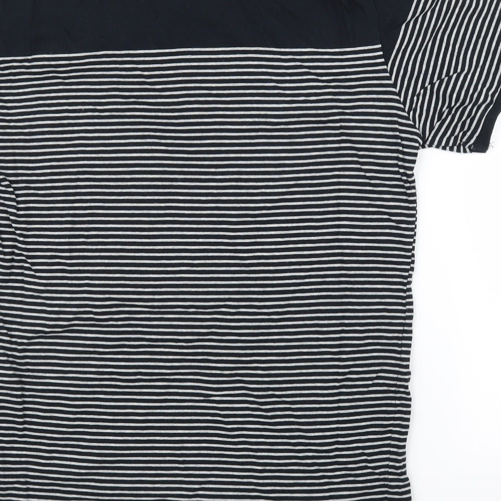 PARK Mens Black Striped   T-Shirt Size L