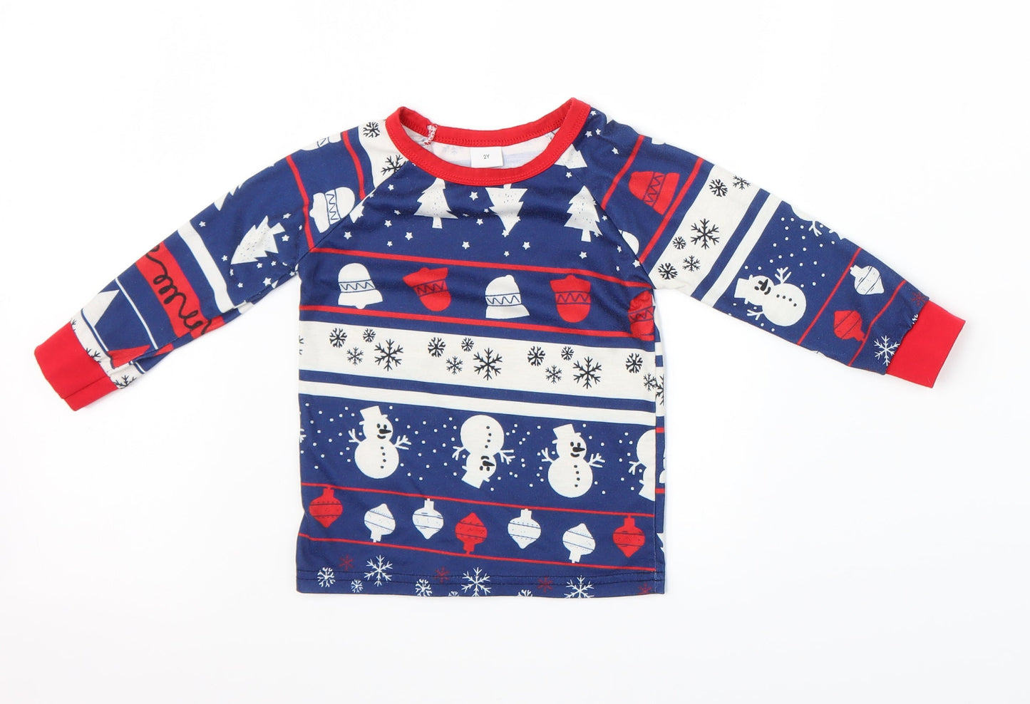Preworn Boys Blue Fair Isle   Pyjama Set Size 2 Years