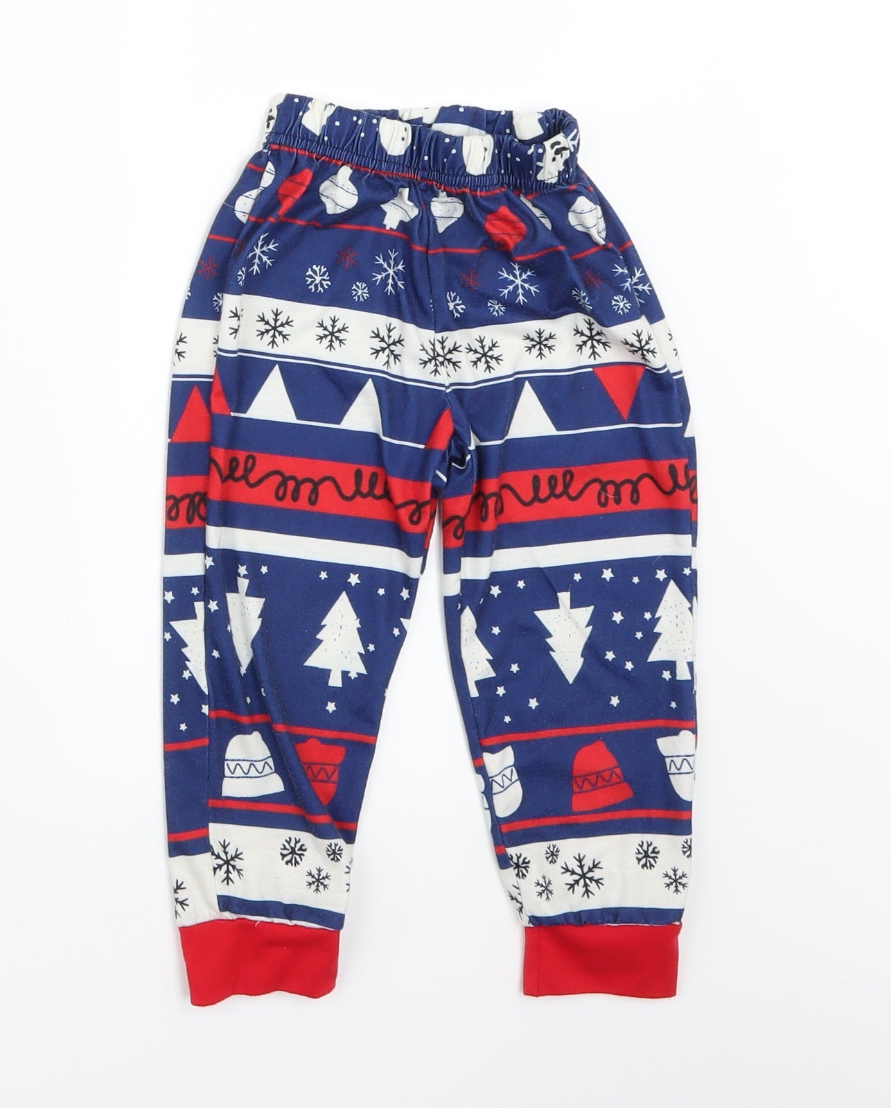Preworn Boys Blue Fair Isle   Pyjama Set Size 2 Years