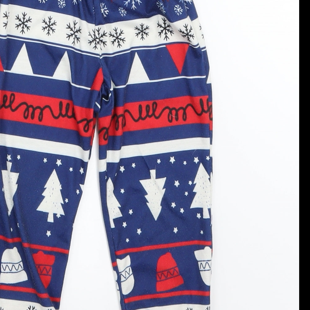 Preworn Boys Blue Fair Isle   Pyjama Set Size 2 Years