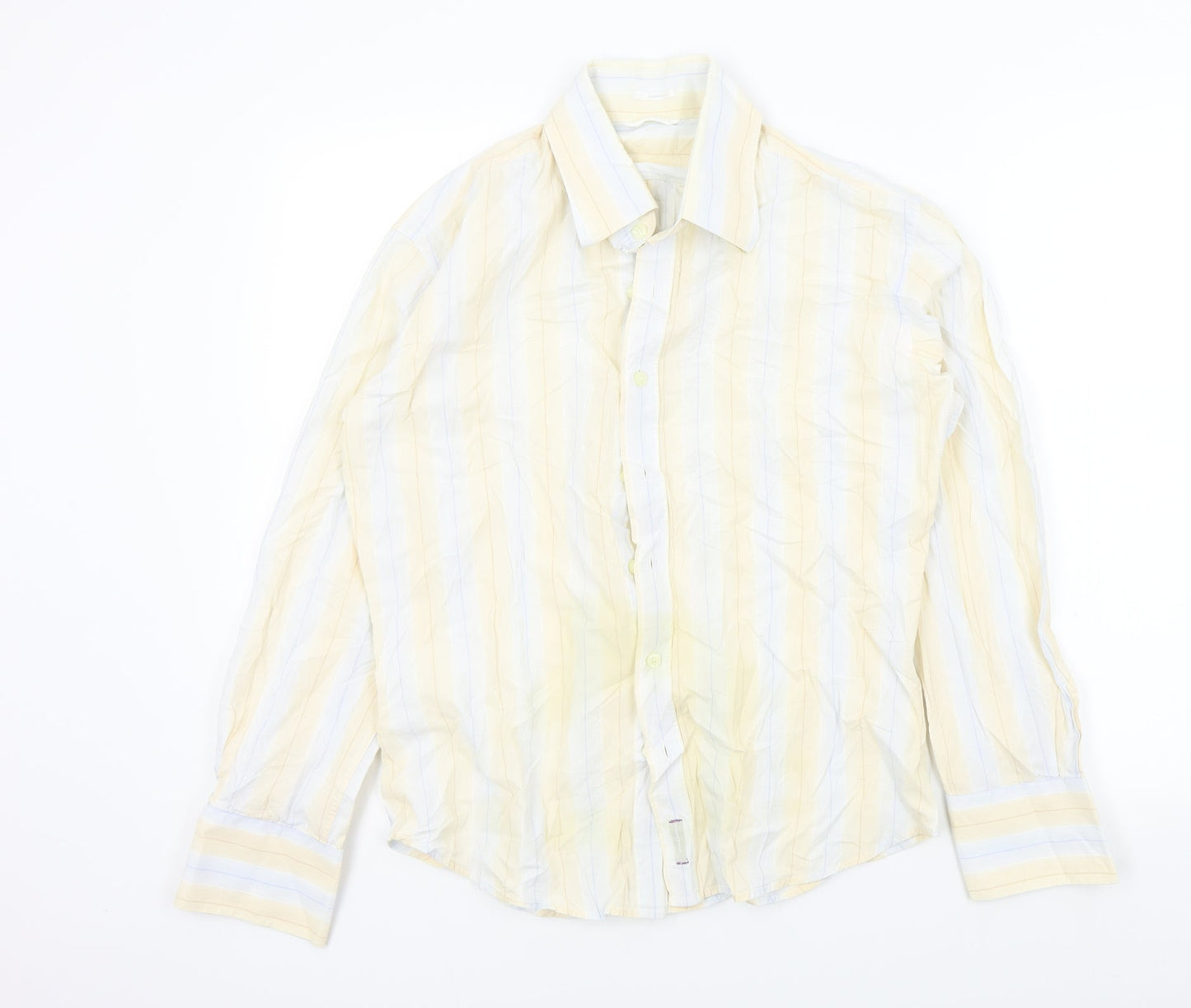 Mens UK Size M Full Circle Beige  Button-Up Long Sleeve Casual Shirt