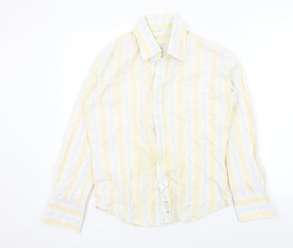 Mens UK Size M Full Circle Beige  Button-Up Long Sleeve Casual Shirt