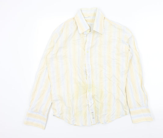 Mens UK Size M Full Circle Beige  Button-Up Long Sleeve Casual Shirt