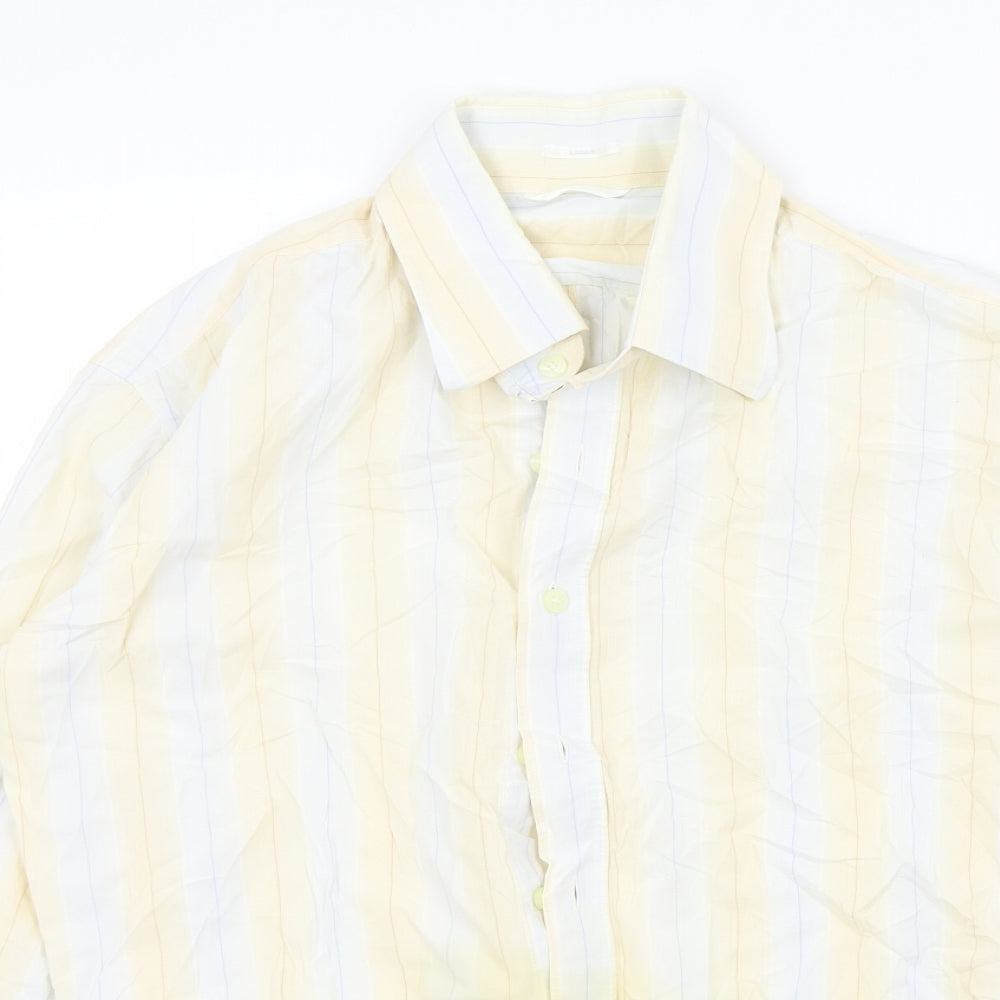 Mens UK Size M Full Circle Beige  Button-Up Long Sleeve Casual Shirt