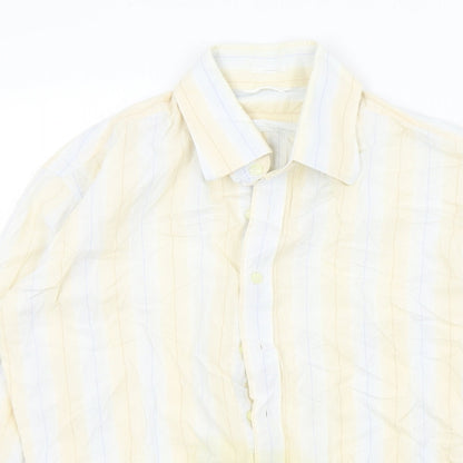 Mens UK Size M Full Circle Beige  Button-Up Long Sleeve Casual Shirt