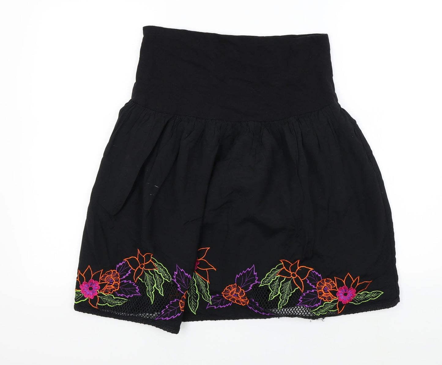 DEBINHAMS Womens Black Floral  Flare Skirt Size 8