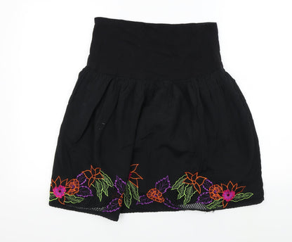 DEBINHAMS Womens Black Floral  Flare Skirt Size 8