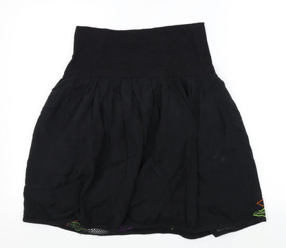 DEBINHAMS Womens Black Floral  Flare Skirt Size 8